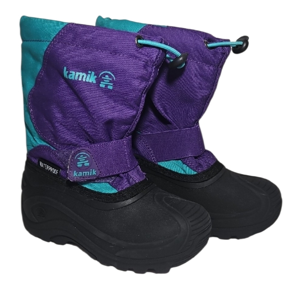 Kamik Waterproof Snow Fox Winter Boots, Girls Size 11, Purple/Teal